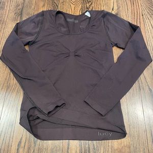 Long sleeve Lucy dry tech top, brown, size S